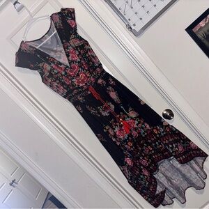 Floral Black and Pink Women's Dress